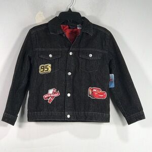 Disney Cars Lightning McQueen Denim Jacket, Boy's Size 7/8 - Black